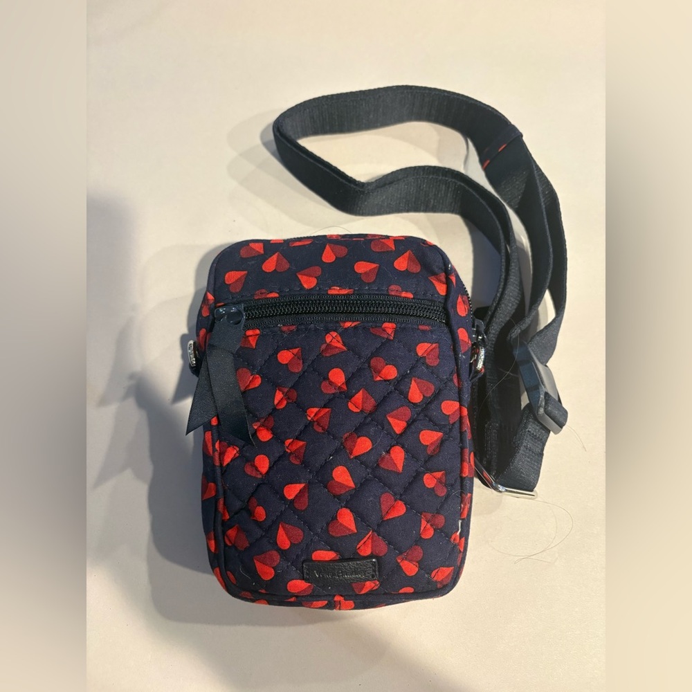 Vera Bradley Quilted Navy Crossbody Bag with Red Heart Print